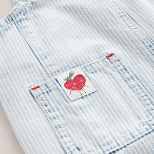 Stripe Strawberry Embroidered 100% Cotton Dungarees (3mths-6yrs)