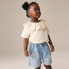 Load image into Gallery viewer, Denim 100% Cotton Floral Print Shorts (3mths-6yrs)

