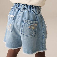 Load image into Gallery viewer, Denim 100% Cotton Floral Print Shorts (3mths-6yrs)
