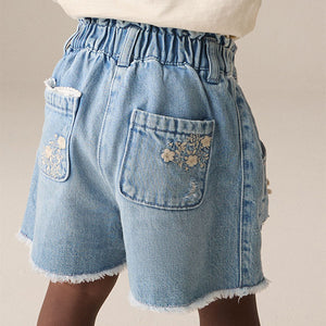 Denim 100% Cotton Floral Print Shorts (3mths-6yrs)