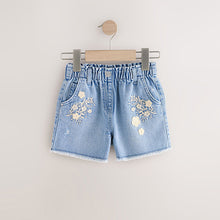 Load image into Gallery viewer, Denim 100% Cotton Floral Print Shorts (3mths-6yrs)
