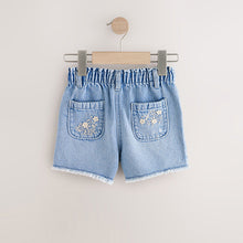 Load image into Gallery viewer, Denim 100% Cotton Floral Print Shorts (3mths-6yrs)
