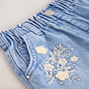 Denim 100% Cotton Floral Print Shorts (3mths-6yrs)