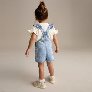 Denim 100% Cotton Pretty Blouse Dungaree (3mths-6yrs)