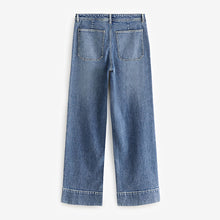 Load image into Gallery viewer, Dark Blue Patch Pocket Wide Leg Jeans
