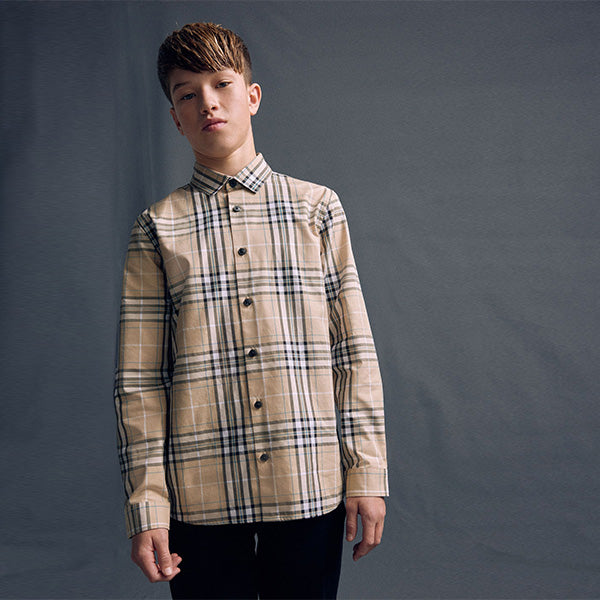 Neutral Check Long Sleeve 100% Cotton Shirt