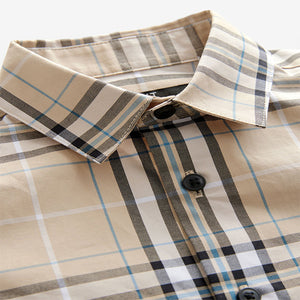 Neutral Check Long Sleeve 100% Cotton Shirt