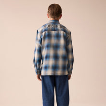Load image into Gallery viewer, Cobalt Blue Subscribe 100% Cotton Long Sleeve Check Shirt
