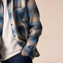 Load image into Gallery viewer, Cobalt Blue Subscribe 100% Cotton Long Sleeve Check Shirt
