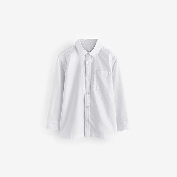 White Relaxed Fit Long Sleeve Oxford Shirt