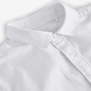 White Relaxed Fit Long Sleeve Oxford Shirt