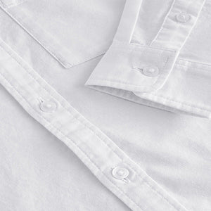 White Relaxed Fit Long Sleeve Oxford Shirt