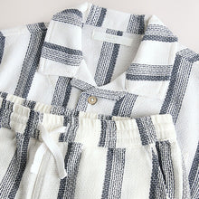 Load image into Gallery viewer, Ecru Stripe Sleeve Stripe Shirt and Shorts Set (3-12yrs)
