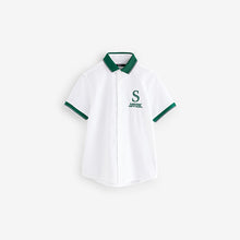 Load image into Gallery viewer, White 100% Cotton Short Sleeve Bowling Shirt
