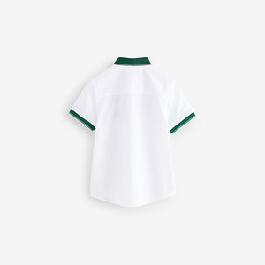 White 100% Cotton Short Sleeve Bowling Shirt