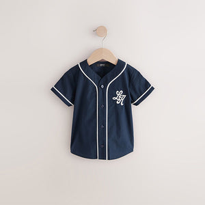 Navy Varsity 100% Cotton Short Sleeve Varsity Baseball