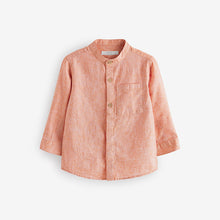 Load image into Gallery viewer, Orange Grandad Collar Linen Mix Shirt (3mths-4yrs)
