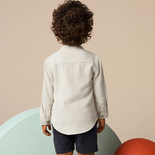 Load image into Gallery viewer, Neutral Grandad Collar Linen Mix Shirt
