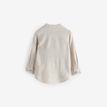 Load image into Gallery viewer, Neutral Grandad Collar Linen Mix Shirt
