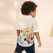 Load image into Gallery viewer, Cream Border Monaco Short Sleeves Grandad Collar Printed Shirt (6mths-6yrs)
