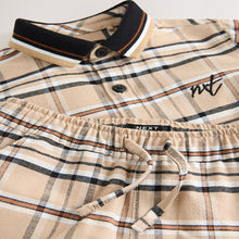 Load image into Gallery viewer, Neutral Short Sleeves Check Shirt and Short Set (3mths-4yrs)
