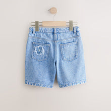 Load image into Gallery viewer, Denim 100% Cotton Denim Knitted Flower Shorts (3-12yrs)
