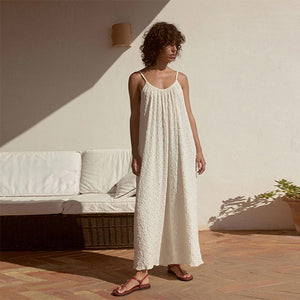 White Textured Jersey Maxi Dress