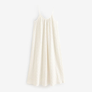 White Textured Jersey Maxi Dress