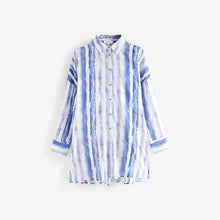 Load image into Gallery viewer, Blue Tie Dye Beach Shirt Cover-Up
