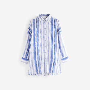 Blue Tie Dye Beach Shirt Cover-Up