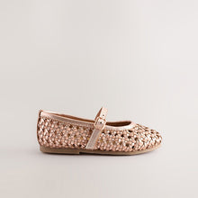 Load image into Gallery viewer, Rose Gold Leather Woven Mary Jane Shoes
