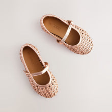 Load image into Gallery viewer, Rose Gold Leather Woven Mary Jane Shoes
