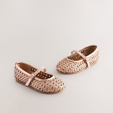 Load image into Gallery viewer, Rose Gold Leather Woven Mary Jane Shoes
