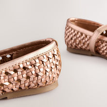 Load image into Gallery viewer, Rose Gold Leather Woven Mary Jane Shoes
