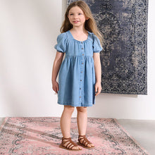 Load image into Gallery viewer, Denim Puff Sleeve Summer Dress (3-12yrs)
