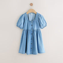 Load image into Gallery viewer, Denim Puff Sleeve Summer Dress (3-12yrs)
