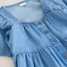Load image into Gallery viewer, Denim Puff Sleeve Summer Dress (3-12yrs)

