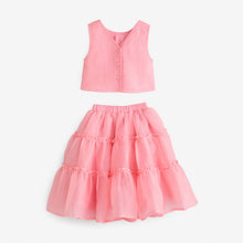 Load image into Gallery viewer, Coral Pink Occasion Top And Skirt Co-ord Set (3-12yrs)
