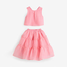 Load image into Gallery viewer, Coral Pink Occasion Top And Skirt Co-ord Set (3-12yrs)
