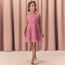 Load image into Gallery viewer, Pink Shirred Ruffle Party Dress (3-12yrs)
