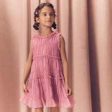 Load image into Gallery viewer, Pink Shirred Ruffle Party Dress (3-12yrs)
