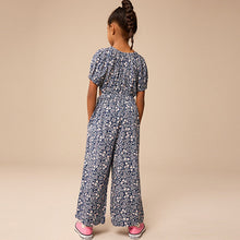 Load image into Gallery viewer, Navy Blue Ditsy Cut Out Jumpsuit (3-12yrs)
