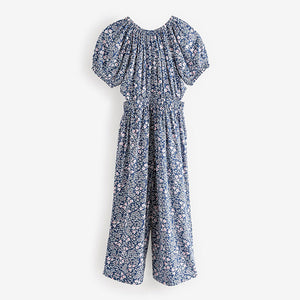 Navy Blue Ditsy Cut Out Jumpsuit (3-12yrs)