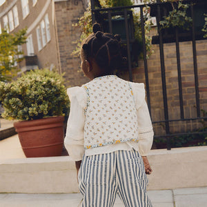 Cream Ditsy 100% Cotton Quilted Gilet And Blouse Set (3mths-6yrs)