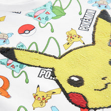Load image into Gallery viewer, White All Over Print Pokémon Sequin Short Sleeve T-Shirt (4-12yrs)
