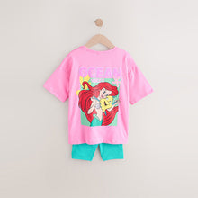 Load image into Gallery viewer, Pink Little Mermaid Ariel 100% Cotton T-Shirt and Cycle Shorts Set (6mths-5yrs)
