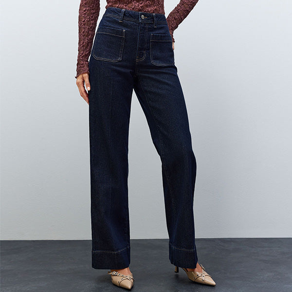 Rinse Patch Pocket Wide Leg Jeans