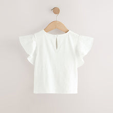 Load image into Gallery viewer, Ecru Cornelli Frill Sleeve 100% Cotton T-Shirt (3-12yrs)
