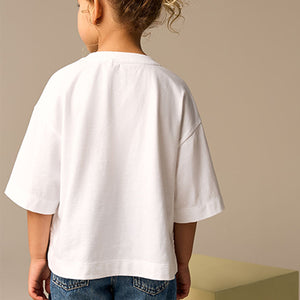 White Sequin Heart Print T-Shirt (3-12yrs)
