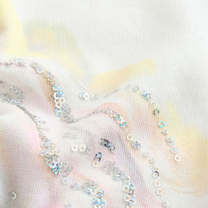 Ecru Sequin Unicorn Frill Sleeve T-Shirt (3-11yrs)